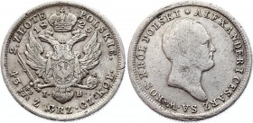 Russia - Poland 2 Zlotych 1825 IB
Bit# 841; Silver 8.75g;