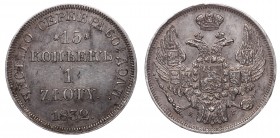 Russia - Poland 15 Kopeks / 1 Zloty 1832 НГ R
Bit# 1112 R; Silver 3.10g