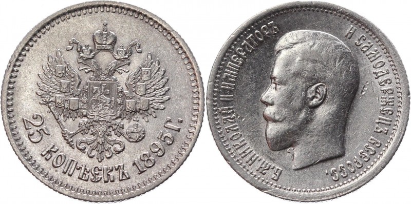 Russia 25 Kopeks 1895
Bit# 95; Silver 5,02 g.; Bright mint lustre; Perfect coll...