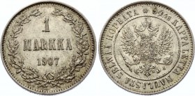 Russia - Finland 1 Markka 1907
Bit# 399; Silver 5.23g; XF+/AUNC-