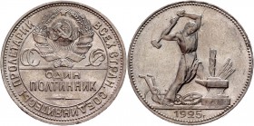 Russia - USSR 50 Kopeks 1925 ПЛ
Y# 89.2; Silver 9,98g.; AUNC+