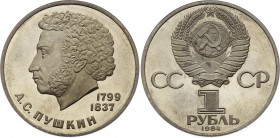 Russia - USSR 1 Rouble 1984
Y# 196.1; Proof; Leningrad Mint; A.S. Pushkin