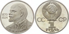 Russia - USSR 1 Rouble 1985
Y# 197.1; Proof; Mintage 40,000; Vladimir Lenin; Leningrad Mint