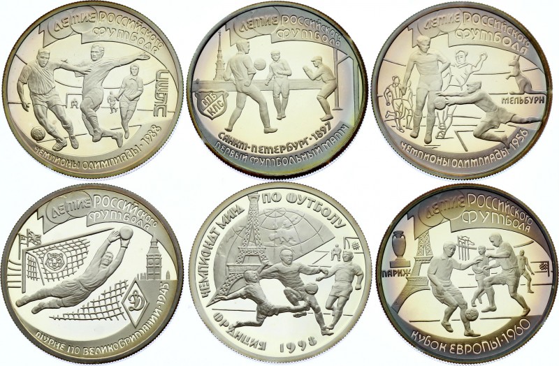 Russia Full Set of 6 Coins 1 Rouble 1997 "100th Anniversary of Football in Russi...