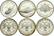 Russia Full Set of 3 Coins 1 Roubles 2006 "Submarine Forces of the Navy"
Silver Proof; The Armed Forces of the Russian Federation; Various Motives