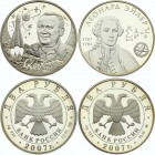 Russia Lot of 2 Coins 2 Roubles 2007
Silver Proof; Outstanding Personalities of Russia; Various Motives