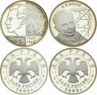 Russia Lot of 2 Coins 2 Roubles 2008
Silver Proof; Outstanding Personalities of Russia; Various Motives