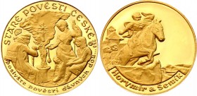 Czech Republic Gold Medal Horymir a Semik 1993 Proof
Medaile b.l. - Staré pověsti České - Horymír a Šemík, Au 0,750 (6,00 g), průměr 21 mm, PROOF...