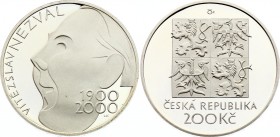 Czech Republic 200 Korun 2000 PROOF RARE
KM# 47; Silver Proof; 100th Anniversary of the Birth of Vítězslav Nezval; Mintage 2,900