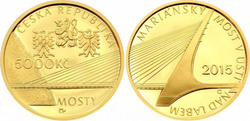 Czech Republic 5000 Korun 2015
KM# 158; Mariánský Most v Ústí nad Labem. Gold (...