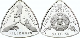 Slovakia 500 Korun 2001
KM# 57; Silver Proof; Third Millennium; With Original Box & Certificate