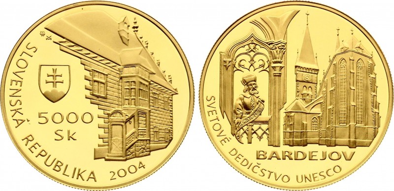 Slovakia 5000 Korun 2004
KM# 80; UNESCO World Heritage - Bardejov. Gold (.900),...