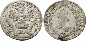Austria 20 Kreuzer 1764
KM# 1814; Silver; Maria Theresia; Vienna; XF Mint Luster Remains
