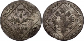 Austria 7 Kreuzer 1802
KM# 2129; Silver; Franz I; Kremnitz Mint; VF+