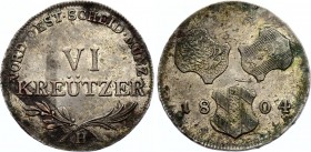 Austria 6 Kreuzer 1804 H - Gunzburg
KM# 29; Silver; Franz II