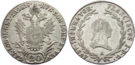 Austria 20 Kreuzer 1819 A
KM# 2143; Silver; Franz I