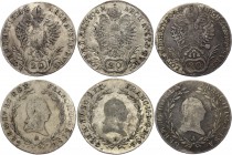 Austria Lot of 3 Coins 20 Kreuzer 1804 A - Wien
KM# 2139; Silver; Franz II
