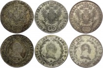 Austria Lot of 3 Coins 20 Kreuzer 1806 A - Wien
KM# 2140; Silver; Franz II