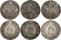 Austria Lot of 3 Coins 20 Kreuzer 1807 A - Wien
KM# 2141; Silver; Franz I