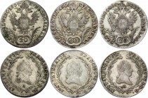 Austria Lot of 3 Coins 20 Kreuzer 1809 A - Wien
KM# 2141; Silver; Franz I