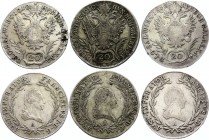 Austria Lot of 3 Coins 20 Kreuzer 1810 A - Wien
KM# 2141; Silver; Franz I