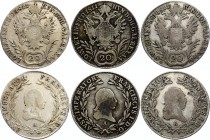 Austria Lot of 3 Coins 20 Kreuzer 1811 A - Wien
KM# 2142; Silver; Franz I