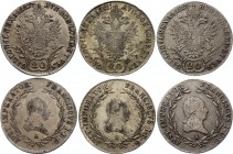 Austria Lot of 3 Coins 20 Kreuzer 1817 A - Wien
KM# 2143; Silver; Franz I