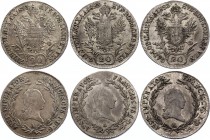 Austria Lot of 3 Coins 20 Kreuzer 1823 A - Wien
KM# 2143; Silver; Franz I