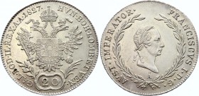 Austria 20 Kreuzer 1827 A
KM# 2144; Silver; Franz I; UNC