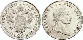 Austria 20 Kreuzer 1832 A
KM# 2147; Franz I. Silver, XF, mint luster remains.