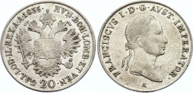 Austria 20 Kreuzer 1835 A
KM# 2147; Franz I. Silver, XF, mint luster remains.