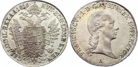 Austria 1/2 Thaler 1819 A
KM# 2153; Franz II. Silver, AU-UNC, Prooflike struck by polished die!