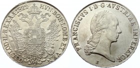 Austria Thaler 1822 B
KM# 2162; Francis I of Austria. Silver, AUNC-, mint luster remains.