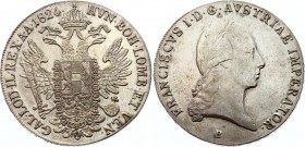 Austria Thaler 1824 B
KM# 2162; Francis I of Austria. Silver, XF.