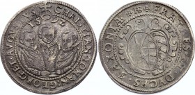 German States Saxe-Weimar 1/2 Thaler 1592 HB
MB# 312; Christian II, Johann Georg I. and August; Silver; XF