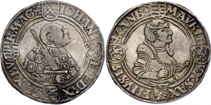 German States Saxony Thaler 1542
Keilitz# 185; Silver; Johan Frierdrich and Mor...