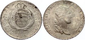 German States Saxony Thaler 1810 SGH
AKS# 13 var.; Dav. 855; Kahnt# 418 d; Thun# 294 var; Silver; Yield. With Napoleon's edge; Friedrich August I; UN...