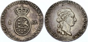 German States Schleswig-Holstein 1 Speciedaler 1787 MF Very Rare!
KM# 138; Silver; Christian VII; XF with Nice Toning!