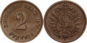 Germany - Empire 2 Pfennig 1875 G
KM# 2; Copper 3,32g.; AUNC
