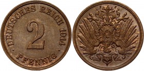 Germany - Empire 2 Pfennig 1914 J
KM# 10; Copper 3,37g.; UNC