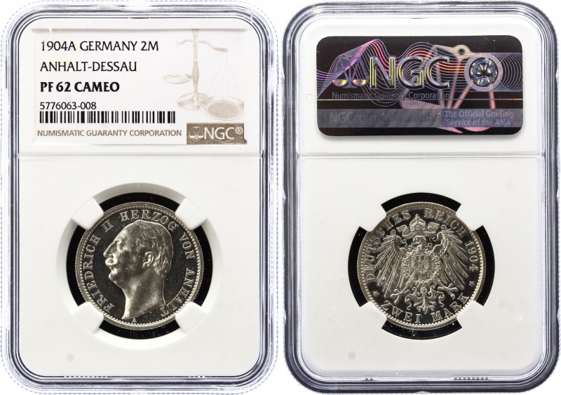 Germany - Empire Anhalt-Dessau 2 Mark 1904 A PROOF NGC PF62
KM# 27; J# 22; Frie...