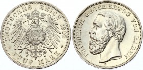 Germany - Empire Baden 5 Mark 1902 G
KM# 268, J# 29; Friedrich I. Silver, UNC.