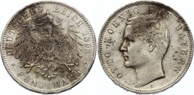 Germany - Empire Bavaria 5 Mark 1893 D
KM# 512; Silver; Otto; XF