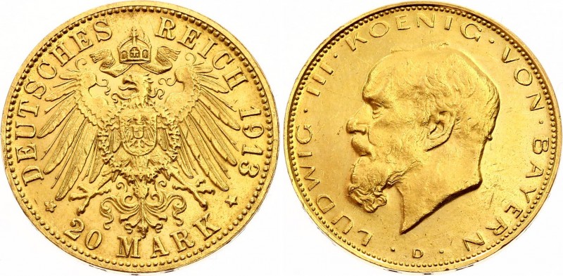 Germany - Empire Bavaria 20 Mark 1913 D UNUSUAL
Ludwig III. Unusual / Fantasy /...