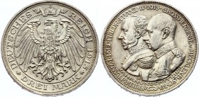 Germany - Empire Mecklenburg-Schwerin 3 Mark 1915 A
KM# 340; Silver; 100th Anniversary of the Grand Duchy of Mecklenburg-Schwerin; Friedrich Franz IV...