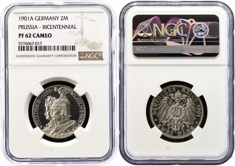 Germany - Empire Prussia 2 Mark 1901 A PROOF NGC PF62
KM# 525; J# 105; Friedric...