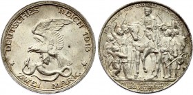 Germany - Empire Prussia 2 Mark 1913
KM# 532; Silver; 100th Anniversary of the Victory over Napoleon at Leipzig; UNC