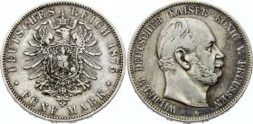 Germany - Empire Prussia 5 Mark 1875 A Rare
KM# 503; Silver; Wilhelm I; Not a common coin even in this condition; VF