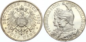 Germany - Empire Prussia 5 Mark 1901 A PROOF
KM# 526; J# 106; Wilhelm II; 200 Years - Kingdom of Prussia. Silver; Proof. Deutsches Kaiserreich Preuss...