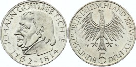 Germany FRG 5 Mark 1964 J
KM# 118; Silver; Gottlieb Fichte; UNC